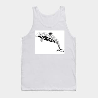 magical floral dolphin in zendoodle totonac art ecopop Tank Top